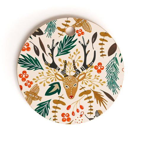 Marta Barragan Camarasa Christmas in the wild nature Cutting Board Round