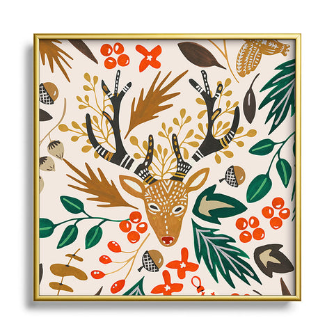 Marta Barragan Camarasa Christmas in the wild nature Square Metal Framed Art Print