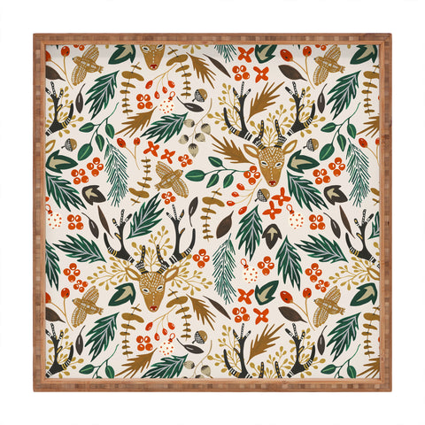 Marta Barragan Camarasa Christmas in the wild nature Square Tray