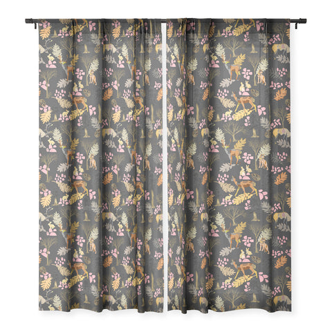 Marta Barragan Camarasa Colorful forest animals I Sheer Window Curtain