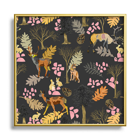 Marta Barragan Camarasa Colorful forest animals I Square Metal Framed Art Print