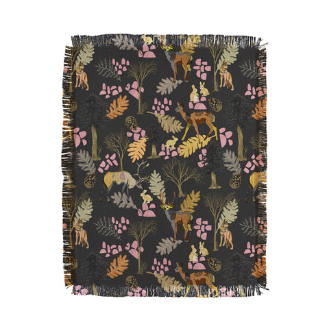 Marta Barragan Camarasa Colorful forest animals I Throw Blanket