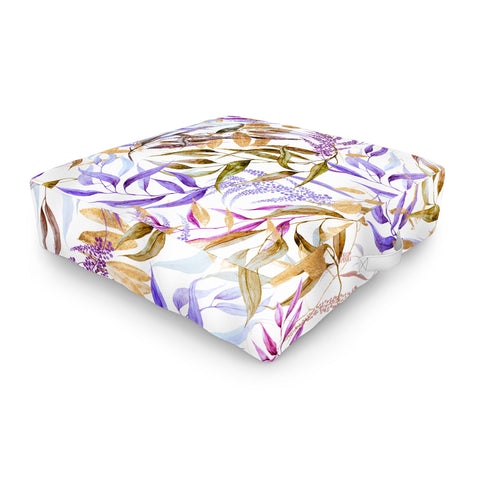 Marta Barragan Camarasa Colorful leaves and gold Outdoor Floor Cushion
