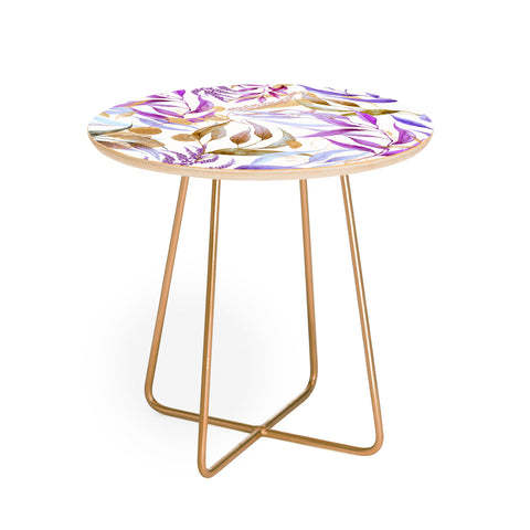 Marta Barragan Camarasa Colorful leaves and gold Round Side Table
