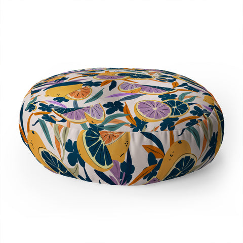 Marta Barragan Camarasa Colorful lemons and oranges F Floor Pillow Round