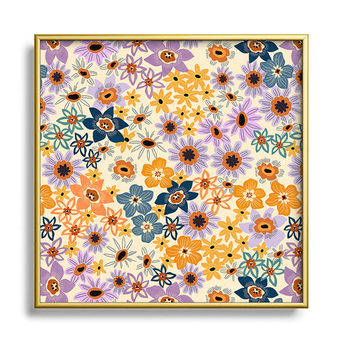 Marta Barragan Camarasa colorful lush wild garden F Metal Square Framed Art Print