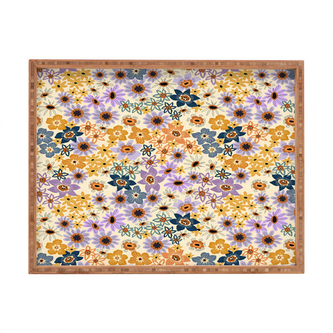 Marta Barragan Camarasa colorful lush wild garden F Rectangular Tray