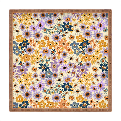 Marta Barragan Camarasa colorful lush wild garden F Square Tray