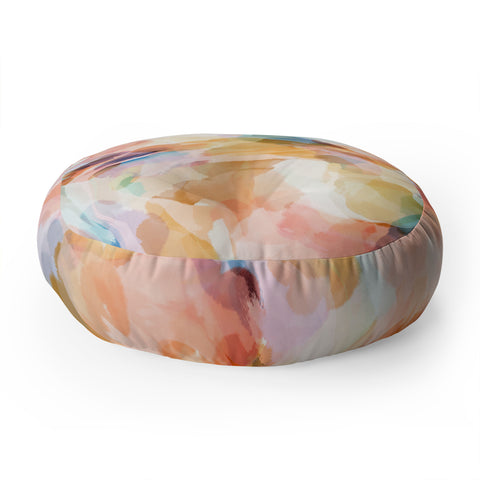 Marta Barragan Camarasa Colorful shapes in waves Floor Pillow Round
