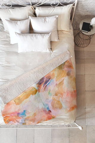 Marta Barragan Camarasa Colorful shapes in waves Fleece Throw Blanket