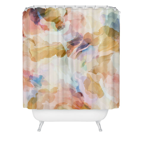 Marta Barragan Camarasa Colorful shapes in waves Shower Curtain