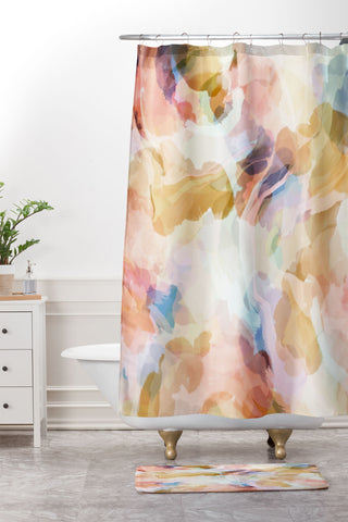 Marta Barragan Camarasa Colorful shapes in waves Shower Curtain And Mat