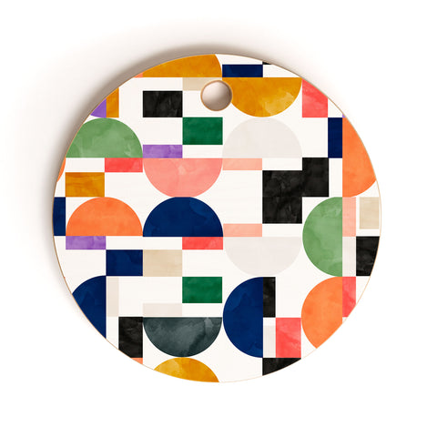 Marta Barragan Camarasa Colorful shapes pattern B8 Cutting Board Round