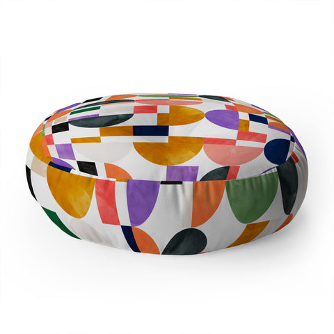 Marta Barragan Camarasa Colorful shapes pattern B8 Floor Pillow Round