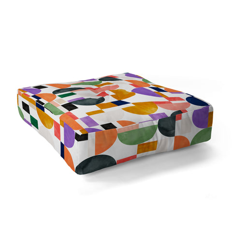 Marta Barragan Camarasa Colorful shapes pattern B8 Floor Pillow Square