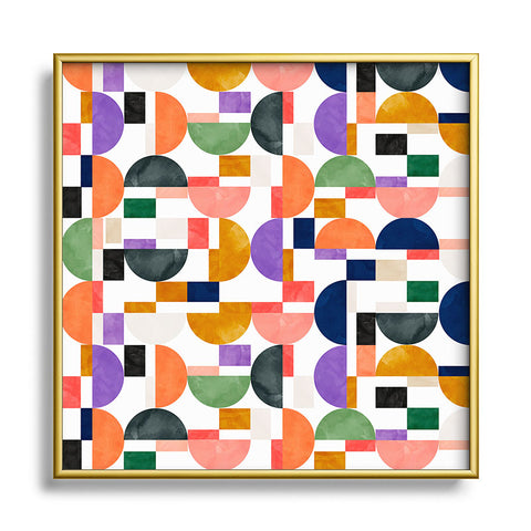 Marta Barragan Camarasa Colorful shapes pattern B8 Metal Square Framed Art Print