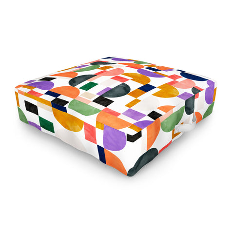 Marta Barragan Camarasa Colorful shapes pattern B8 Outdoor Floor Cushion