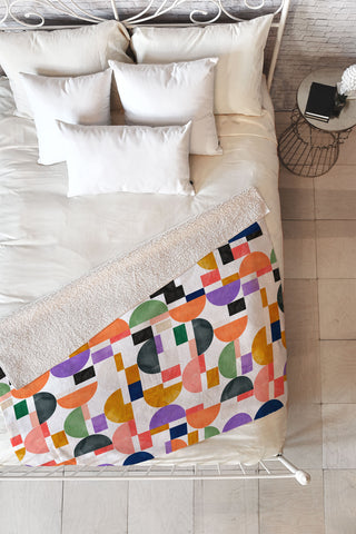 Marta Barragan Camarasa Colorful shapes pattern B8 Fleece Throw Blanket