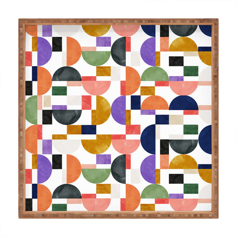 Marta Barragan Camarasa Colorful shapes pattern B8 Square Tray