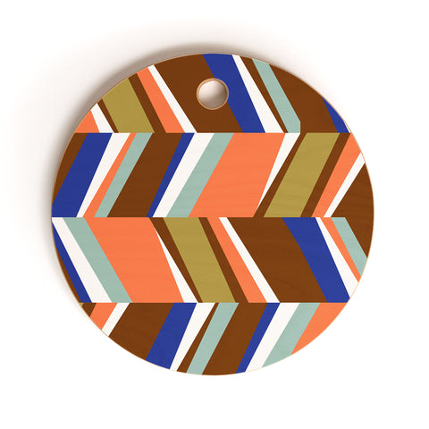 Marta Barragan Camarasa Colorful stripes retro 23 Cutting Board Round
