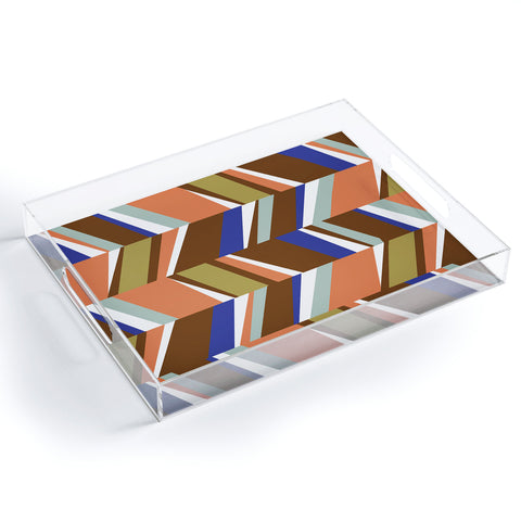 Marta Barragan Camarasa Colorful stripes retro 23 Acrylic Tray