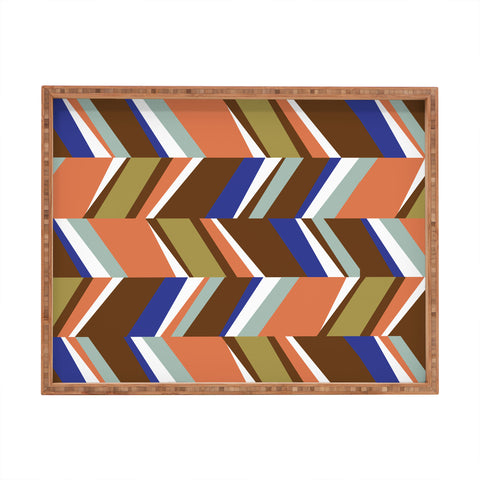 Marta Barragan Camarasa Colorful stripes retro 23 Rectangular Tray