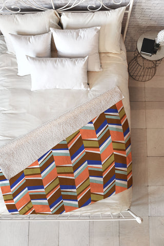 Marta Barragan Camarasa Colorful stripes retro 23 Fleece Throw Blanket