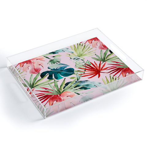 Marta Barragan Camarasa Colorful tropical paradise Acrylic Tray