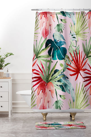 Marta Barragan Camarasa Colorful tropical paradise Shower Curtain And Mat