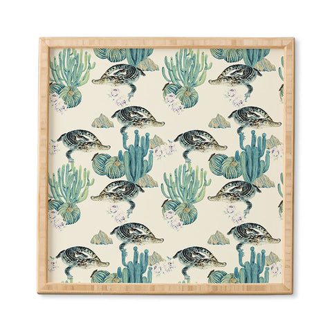 Marta Barragan Camarasa Crocodiles and cactus bloom Framed Wall Art