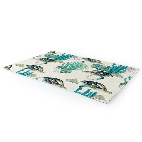 Marta Barragan Camarasa Crocodiles and cactus bloom Area Rug