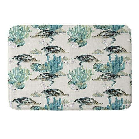 Marta Barragan Camarasa Crocodiles and cactus bloom Memory Foam Bath Mat