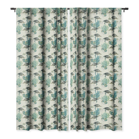 Marta Barragan Camarasa Crocodiles and cactus bloom Blackout Window Curtain