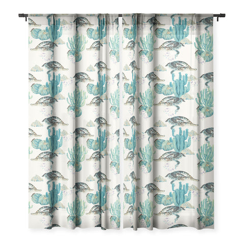 Marta Barragan Camarasa Crocodiles and cactus bloom Sheer Non Repeat