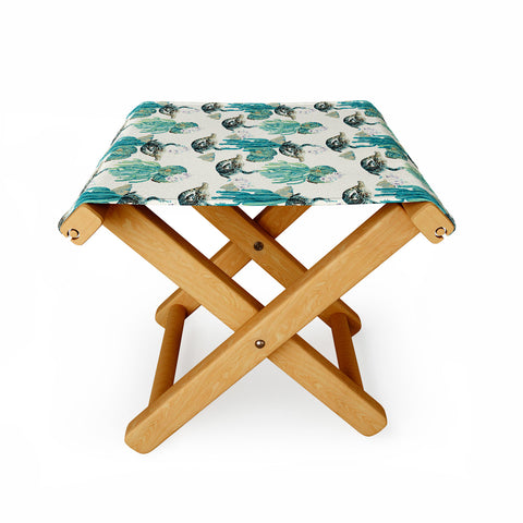 Marta Barragan Camarasa Crocodiles and cactus bloom Folding Stool