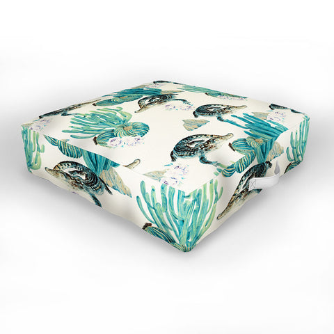 Marta Barragan Camarasa Crocodiles and cactus bloom Outdoor Floor Cushion