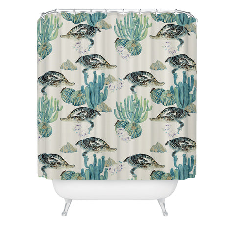 Marta Barragan Camarasa Crocodiles and cactus bloom Shower Curtain
