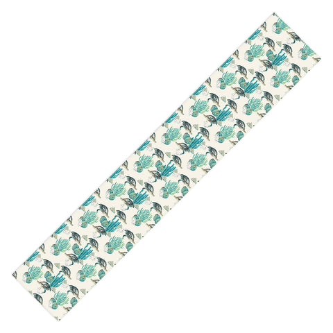 Marta Barragan Camarasa Crocodiles and cactus bloom Table Runner
