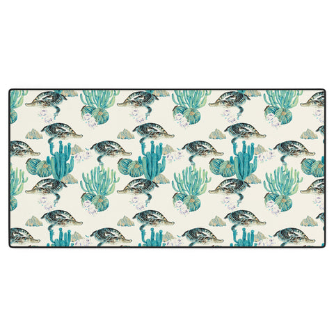 Marta Barragan Camarasa Crocodiles and cactus bloom Desk Mat