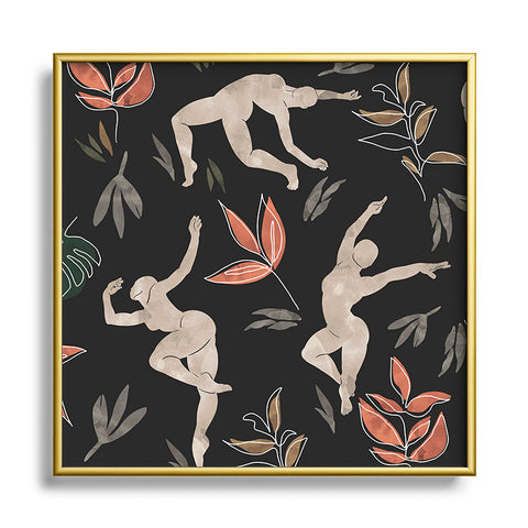 Marta Barragan Camarasa Dance woman simple dark nature Square Metal Framed Art Print