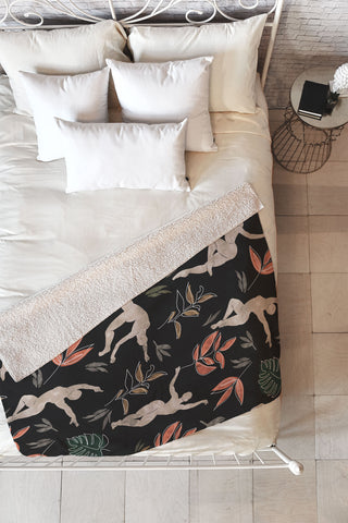 Marta Barragan Camarasa Dance woman simple dark nature Fleece Throw Blanket