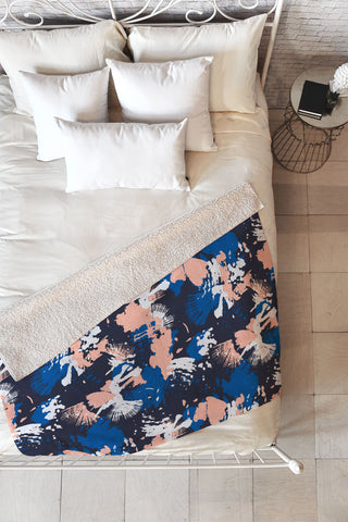 Marta Barragan Camarasa Dark abstract artistic strokes Fleece Throw Blanket