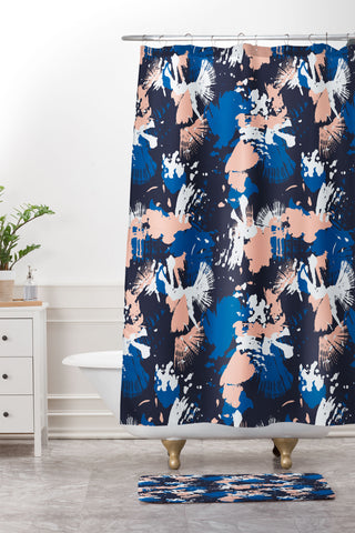 Marta Barragan Camarasa Dark abstract artistic strokes Shower Curtain And Mat