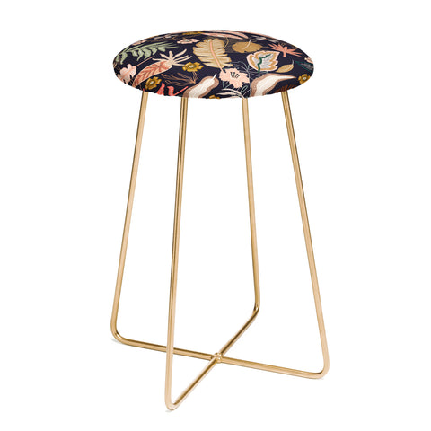 Marta Barragan Camarasa Dark abstract tropical jungle Counter Stool