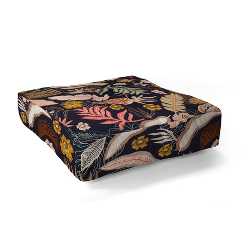Marta Barragan Camarasa Dark abstract tropical jungle Floor Pillow Square