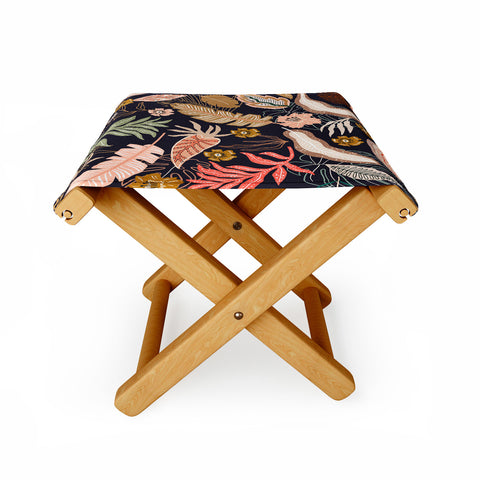 Marta Barragan Camarasa Dark abstract tropical jungle Folding Stool