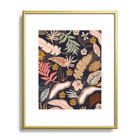 Marta Barragan Camarasa Dark abstract tropical jungle Metal Framed Art Print