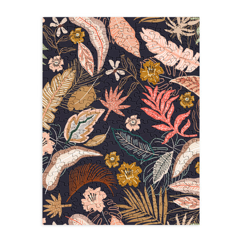 Marta Barragan Camarasa Dark abstract tropical jungle Puzzle