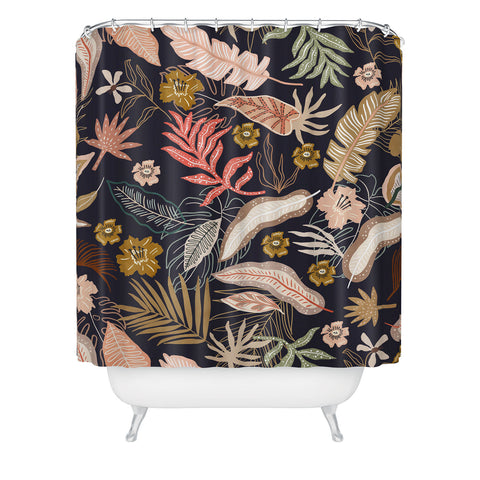 Marta Barragan Camarasa Dark abstract tropical jungle Shower Curtain