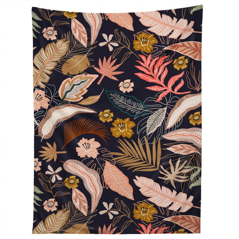 Marta Barragan Camarasa Dark abstract tropical jungle Tapestry